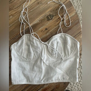 Cleobella Corset White Multi Striped Crop Top